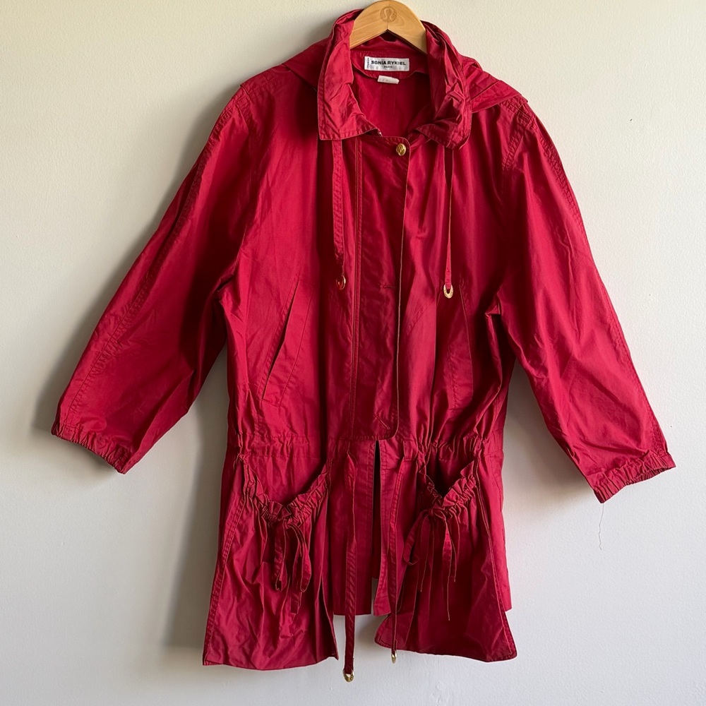 Vintage Sonia Rykiel Paris Red Hooded Drawstring Jacket M